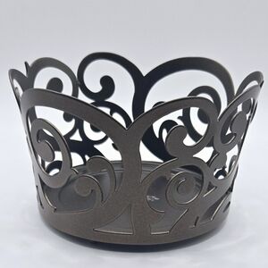 PartyLite Brown Metal Rustic Swirl 3 Wick Jar Candle Holder Retired 2013